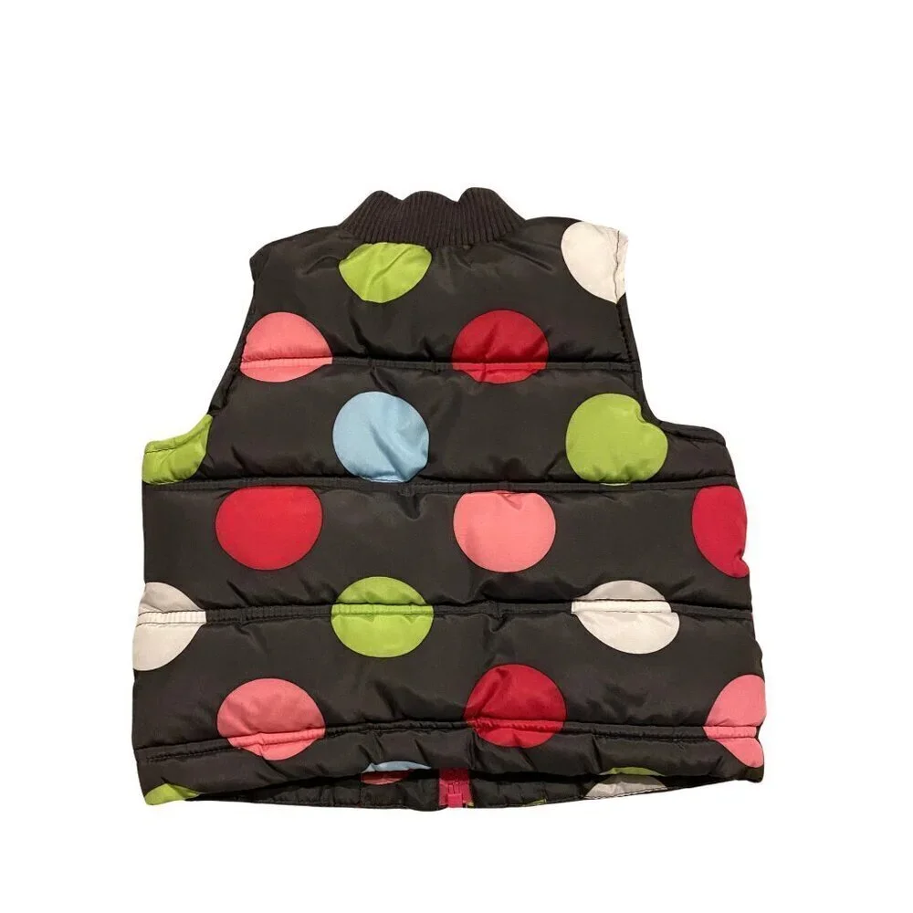 Crazy 8 Baby Girl's Brown Polka Dot Puffer Vest - Size 6-12 months - Like New!